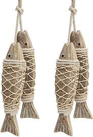 Holzfisch-Dekoration, 4 Stück Holzfische zum