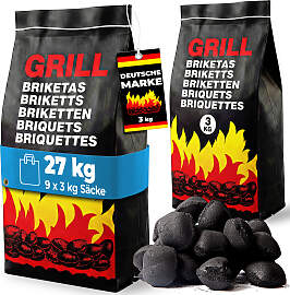 Holzkohlebriketts 9er-Set je 3kg