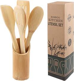 Holzlöffel Set aus Bambus inklusive Behälter -