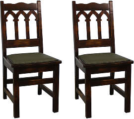 Holzstuhl mit Polster Gothic (2er-Set) Leder
