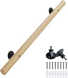 Holztreppen-Handläufe 50-600 cm mit Halterungen,