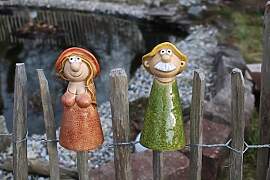 Holzwurm Zaunfigur Ilse und Franz, 2 Zaunhocker,