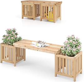 HOMASIS 2 in 1 Blumenkasten mit Gartenbank,
