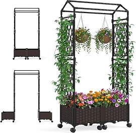 HOMASIS 2 in 1 Rosenbogen mit 2 Blumenkasten auf