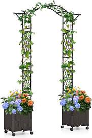 HOMASIS 2 in 1 Rosenbogen mit 2 Blumenkasten auf