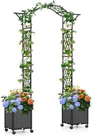 HOMASIS 2 in 1 Rosenbogen mit 2 Blumenkasten auf