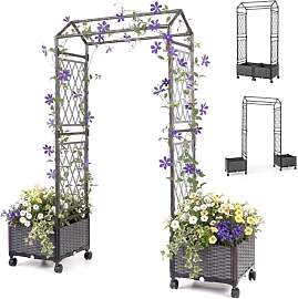 HOMASIS 2 in 1 Rosenbogen mit 2 Blumenkasten auf