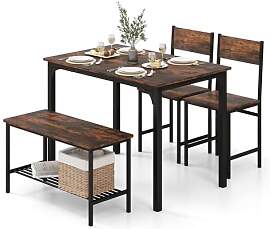 HOMASIS 4-teilig Esstisch-Set mit 2 Stühlen & 