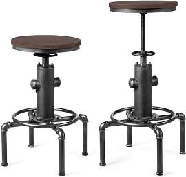 HOMASIS Barhocker höhenverstellbar aus Holz & 