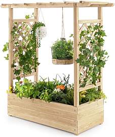HOMASIS Blumenkasten mit 2 Rankgitter &