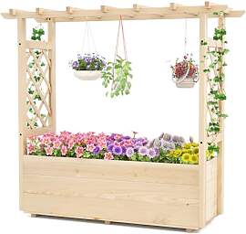 HOMASIS Blumenkasten mit 2 Rankgitter &