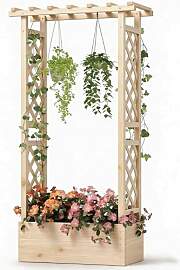 HOMASIS Blumenkasten mit 2 Rankgitter &
