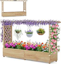 HOMASIS Blumenkasten mit 2 Rankgitter &