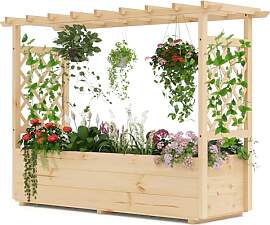 HOMASIS Blumenkasten mit 2 Rankgitter &