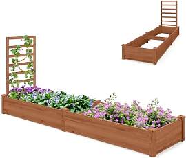HOMASIS Blumenkasten mit Rankgitter, Hochbeet mit
