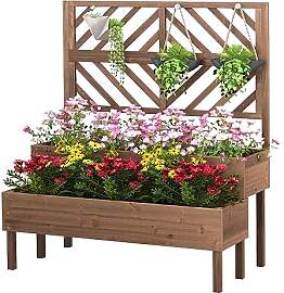 HOMASIS Blumenkasten mit Rankgitter, Pflanzkübel