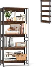 HOMASIS Bücherregal mit 5 Ebenen, industrielles
