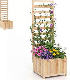 HOMASIS Pflanzkübel mit Rankgitter, Blumenkasten