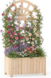 HOMASIS Pflanzkübel mit Rankgitter, Blumenkasten