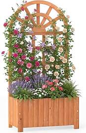 HOMASIS Pflanzkübel mit Rankgitter, Blumenkasten
