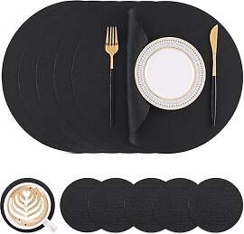 Homaxy Tischsets Abwaschbar, Rund Doppelseitig