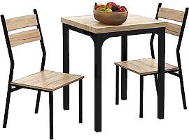 HOMCOM 3-teilige Essgruppe Esstisch mit 2