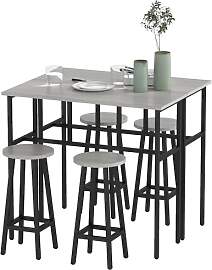 HOMCOM 6-teilig Essgruppe 2 Bistrotisch mit 4