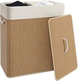 HOMCOM Bambus Wäschekorb mit Deckel 100 L