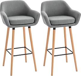 HOMCOM Barhocker 2er Set, Barstuhl mit Sitzkissen, 
