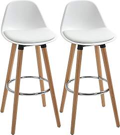 HOMCOM Barhocker 2er Set, Gepolstert Barstuhl mit