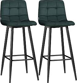 HOMCOM Barhocker 2er Set, Gepolstert Barstuhl mit