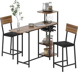 HOMCOM Bartisch mit Barhocker Set, Bartisch-Set
