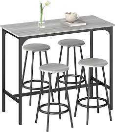 HOMCOM Bartisch Set Bartisch mit Barhocker-Set