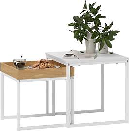 HOMCOM Couchtisch 2er Set Satztisch Quadratischer