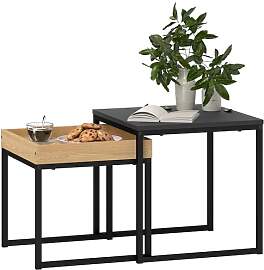 HOMCOM Couchtisch 2er Set Satztisch Quadratischer