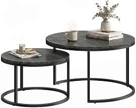 HOMCOM Couchtisch rund 2er Set Stapelbarer