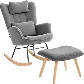 HOMCOM Schaukelstuhl mit Hocker Schaukelsessel