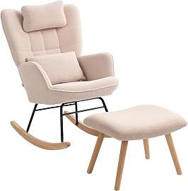 HOMCOM Schaukelstuhl mit Hocker Schaukelsessel