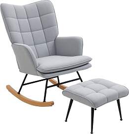 HOMCOM Schaukelstuhl Schwingsessel mit Hocker,