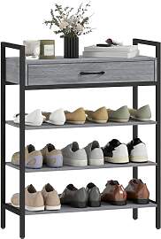 HOMCOM Schuhregal 4 Ebenen Schuhständer Metall