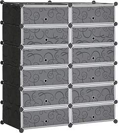 HOMCOM Schuhschrank mit 12 Fächern modulares