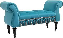 HOMCOM Sitzbank Polsterbank mit Samt-Bezug,