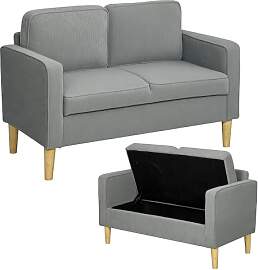 HOMCOM Sofa 2 Sitzer Couch mit 2 Armlehne,