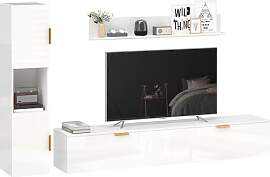 HOMCOM Wohnwand Wohnzimmer mit Wandregal und