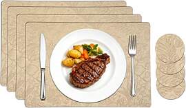 Homcomodar Tischsets Abwaschbar 4er Set Leder