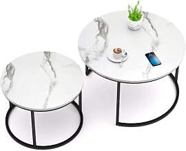 Home Heaven® Couchtisch rund Marmor 2er Set –