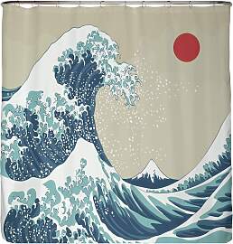 home24 Anti-Schimmel Duschvorhang Japan Welle