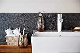 home24 Bad-Accessoire-Set 3-teilig Keramik Braun