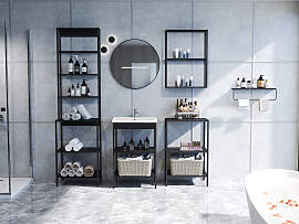 home24 Badregal Lorin 190 cm hoch 51 x 190 x 30cm