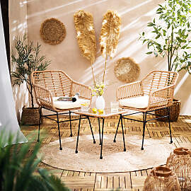 home24 Balkonset Salor 3-teilig Beige/Beige/Schwarz